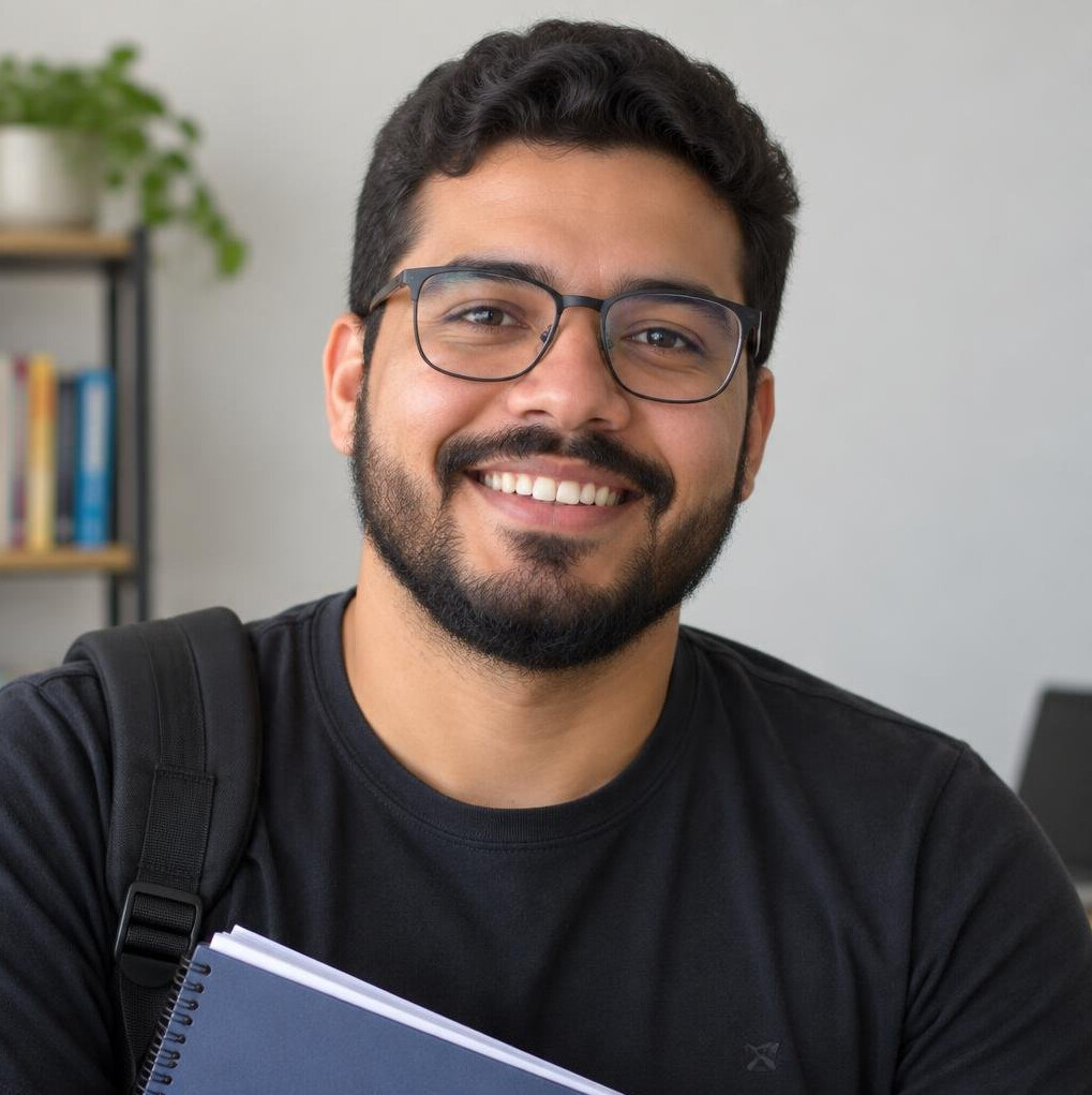 Smiling bearded man with glasses portrait